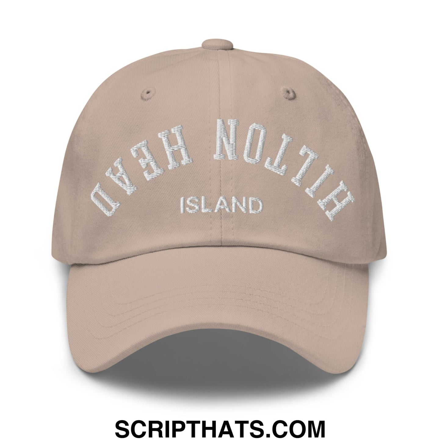 Upside Down Hilton Head Island Embroidered Unstructured Dad Hat Stone