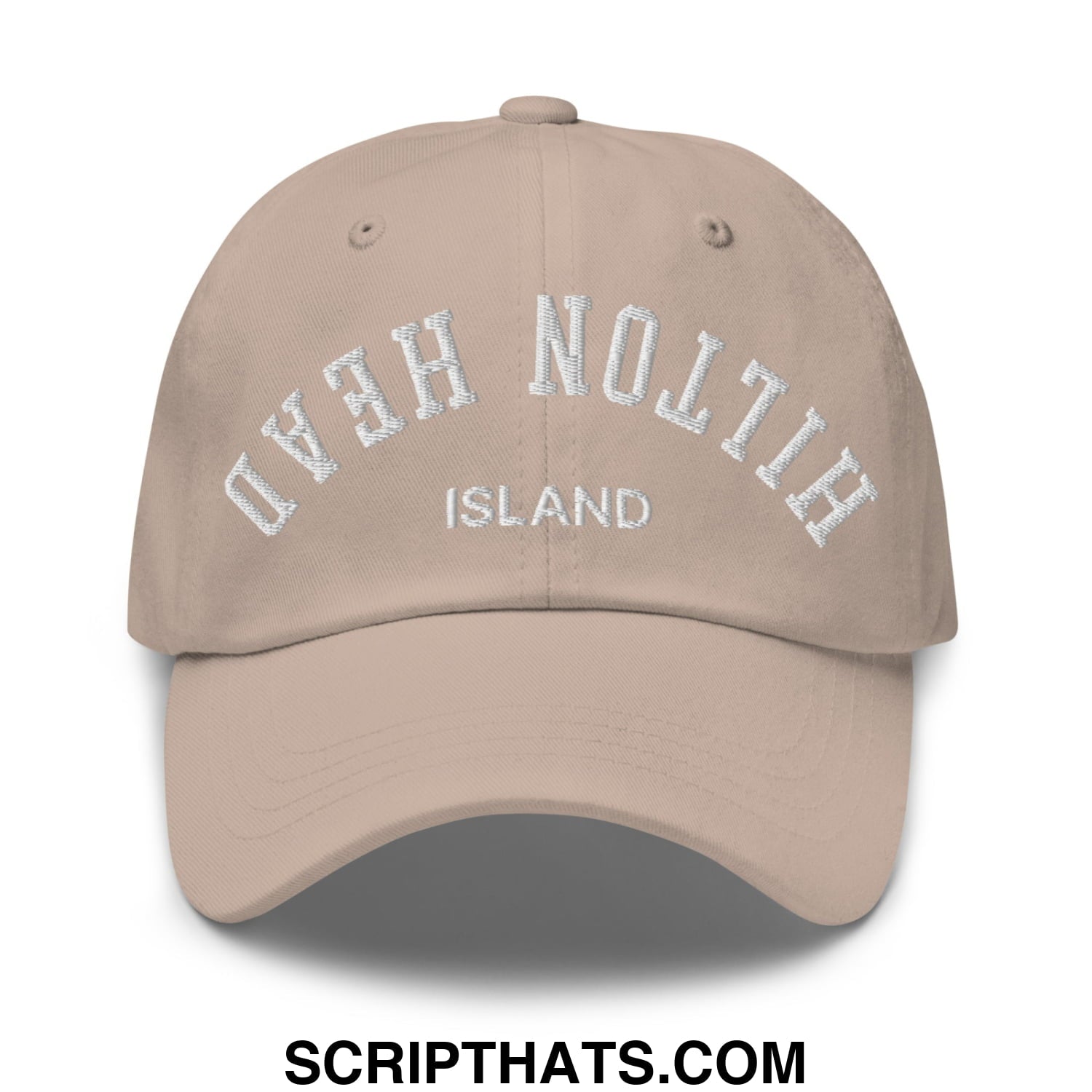 Upside Down Hilton Head Island Embroidered Unstructured Dad Hat Stone
