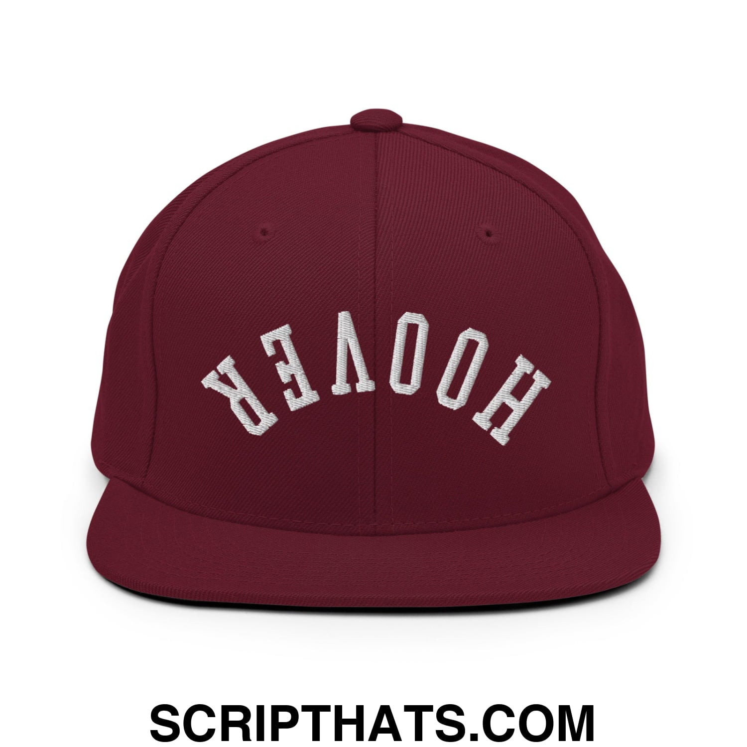 Upside Down Hoover Embroidered Flat Bill Brim Snapback Hat Maroon