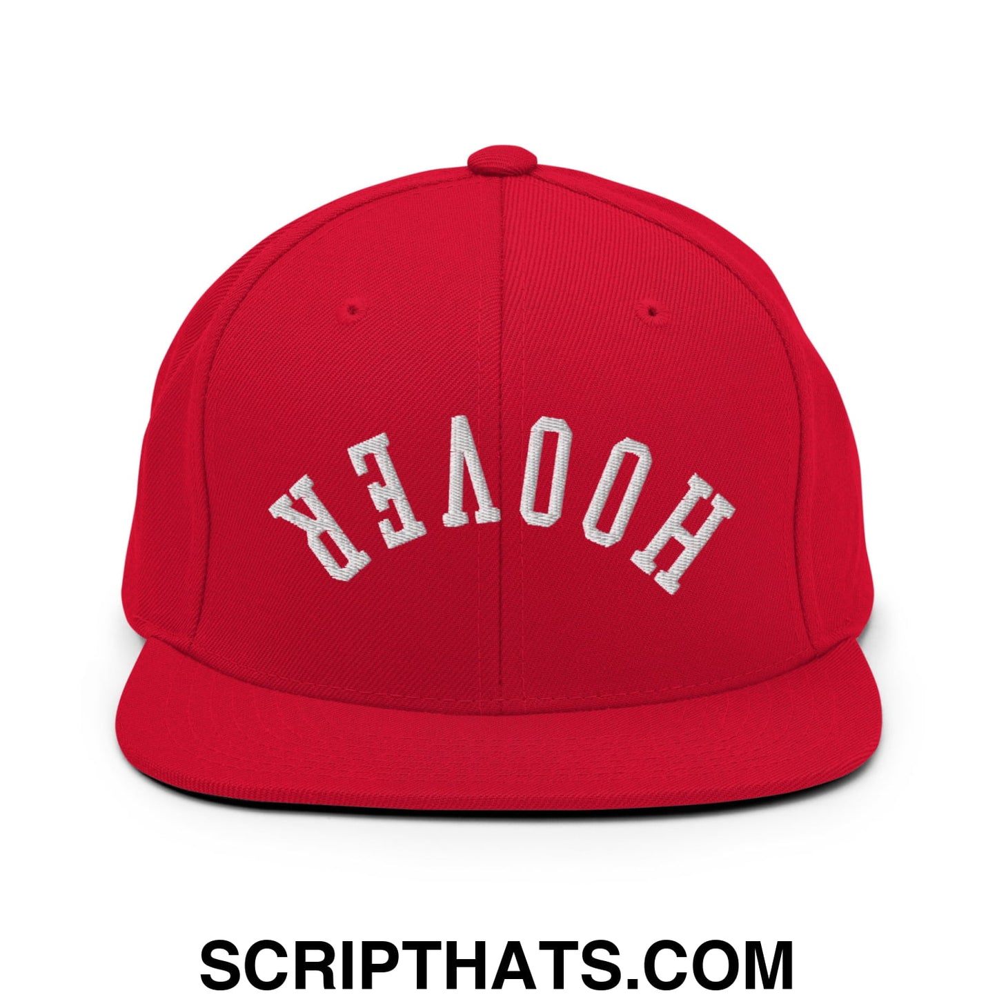 Upside Down Hoover Embroidered Flat Bill Brim Snapback Hat Red