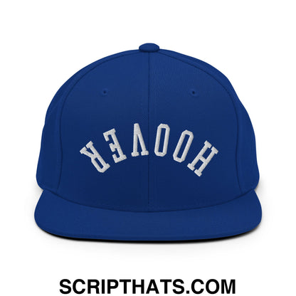 Upside Down Hoover Embroidered Flat Bill Brim Snapback Hat Royal Blue