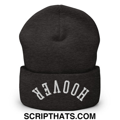 Upside Down Hoover Embroidered Knit Cuffed Beanie Dark Grey