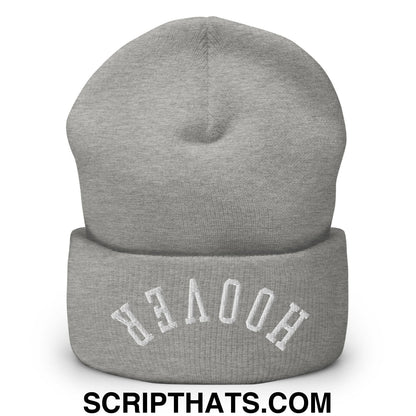 Upside Down Hoover Embroidered Knit Cuffed Beanie Heather Grey