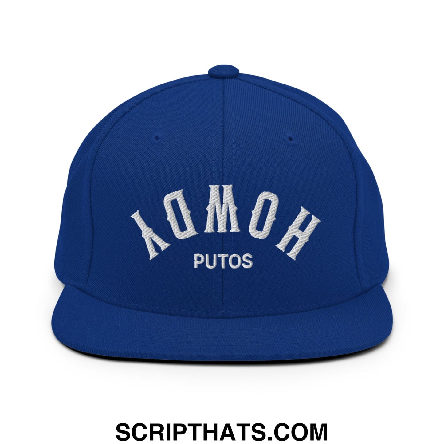 Upside Down Howdy Putos Embroidered Flat Bill Brim Snapback Hat Royal Blue