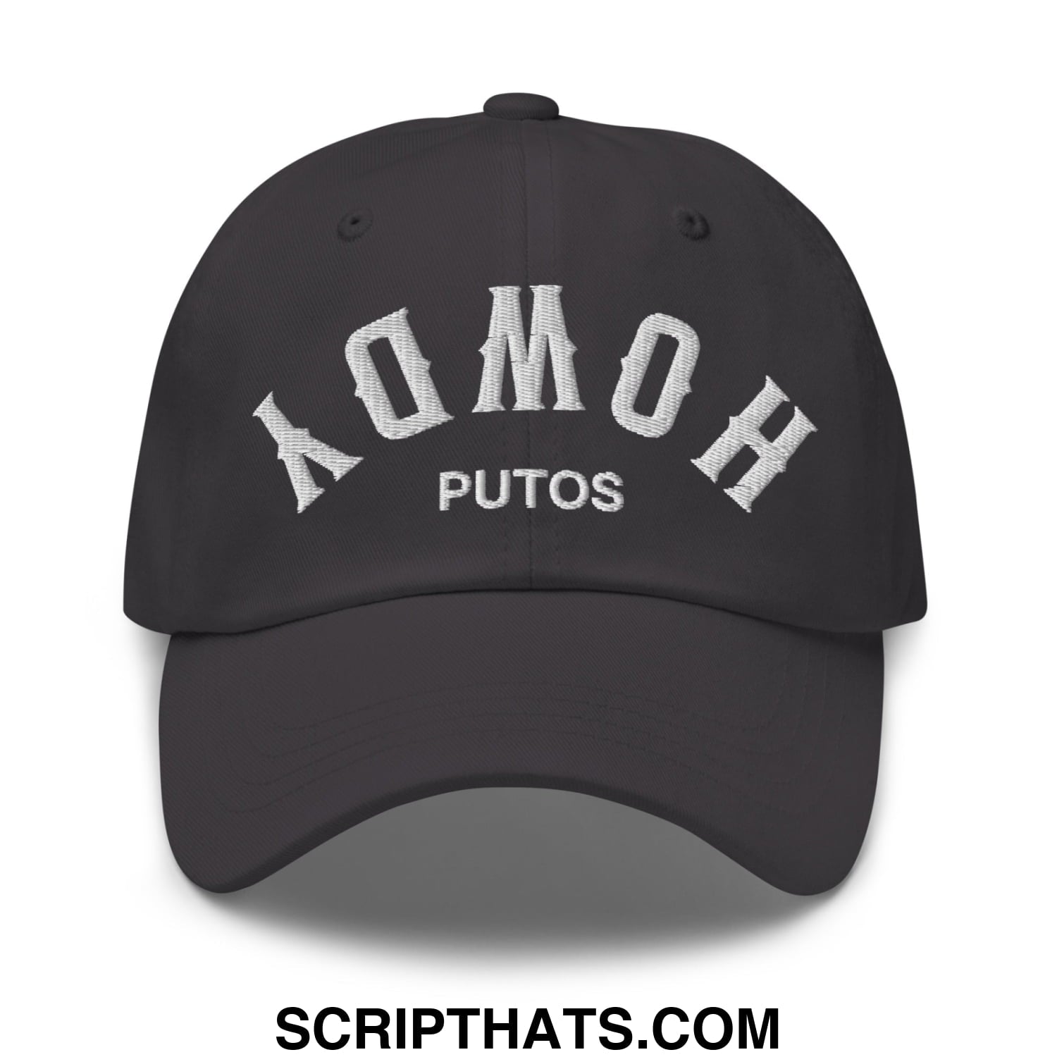 Upside Down Howdy Putos Embroidered Unstructured Dad Hat Dark Grey