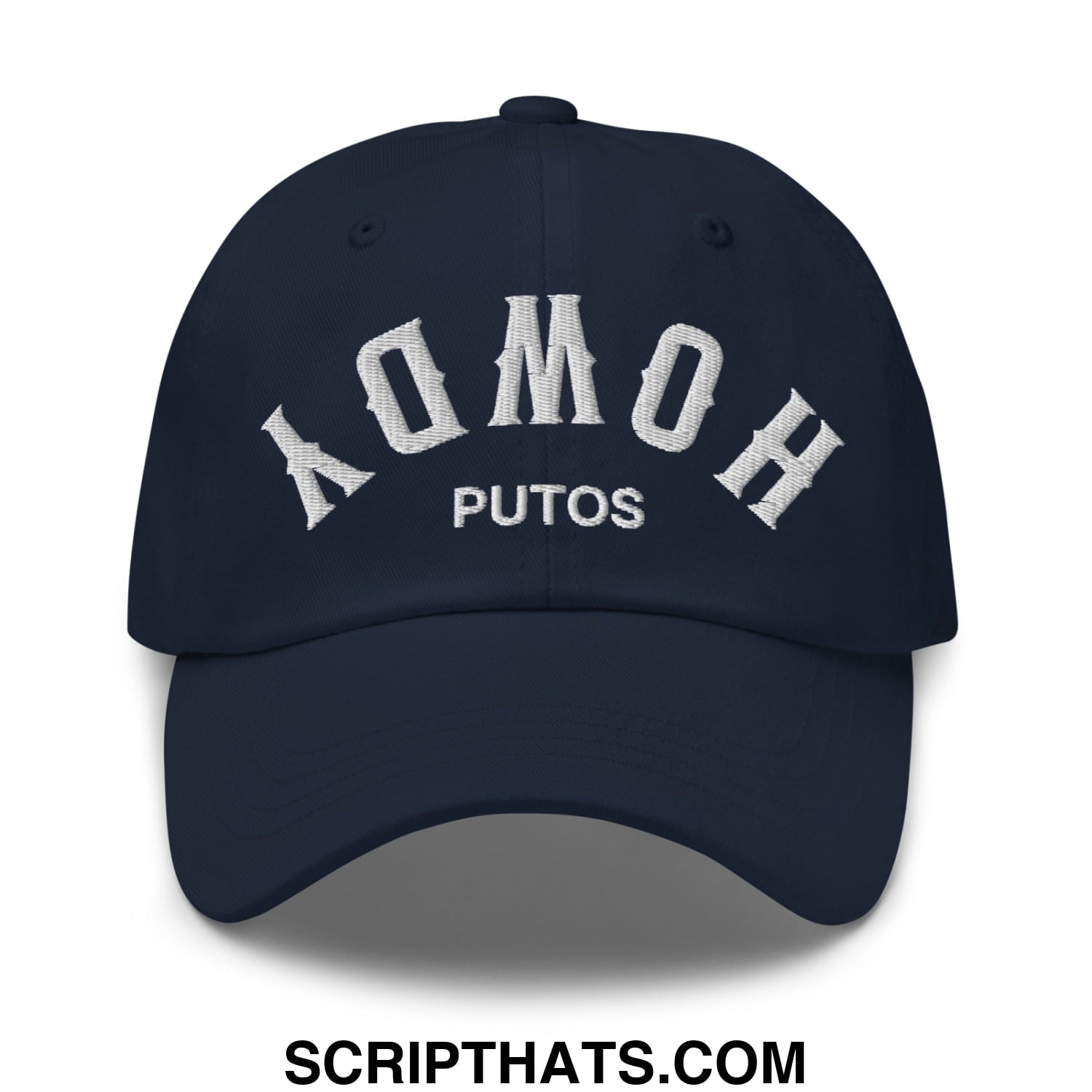 Upside Down Howdy Putos Embroidered Unstructured Dad Hat Navy