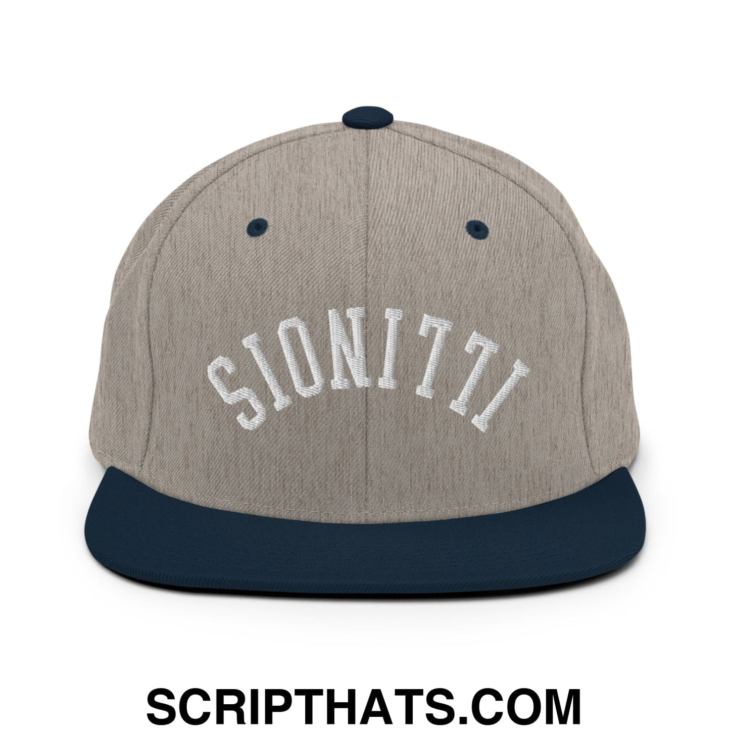 Upside Down Illinois Embroidered Flat Bill Brim Snapback Hat Heather Grey Navy