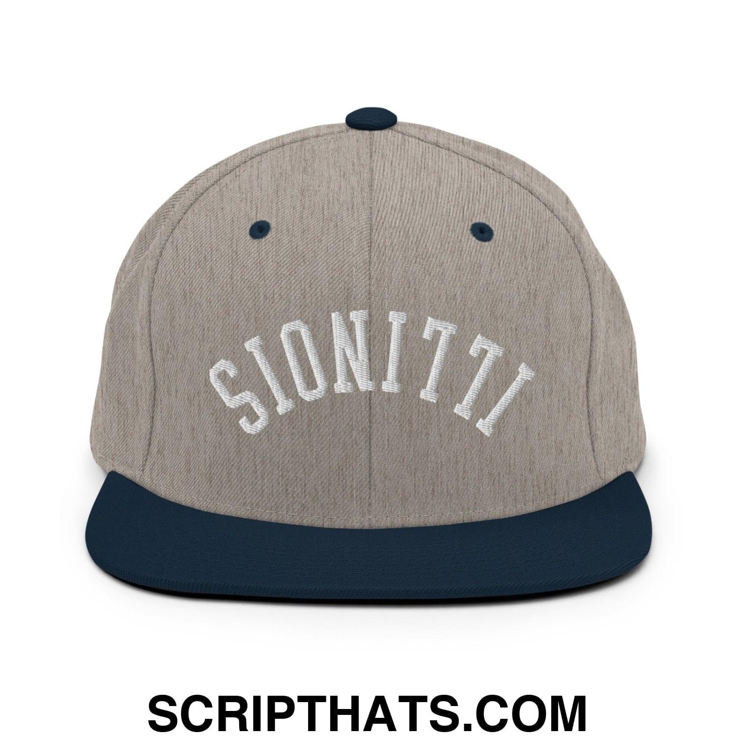 Upside Down Illinois Embroidered Flat Bill Brim Snapback Hat Heather Grey Navy