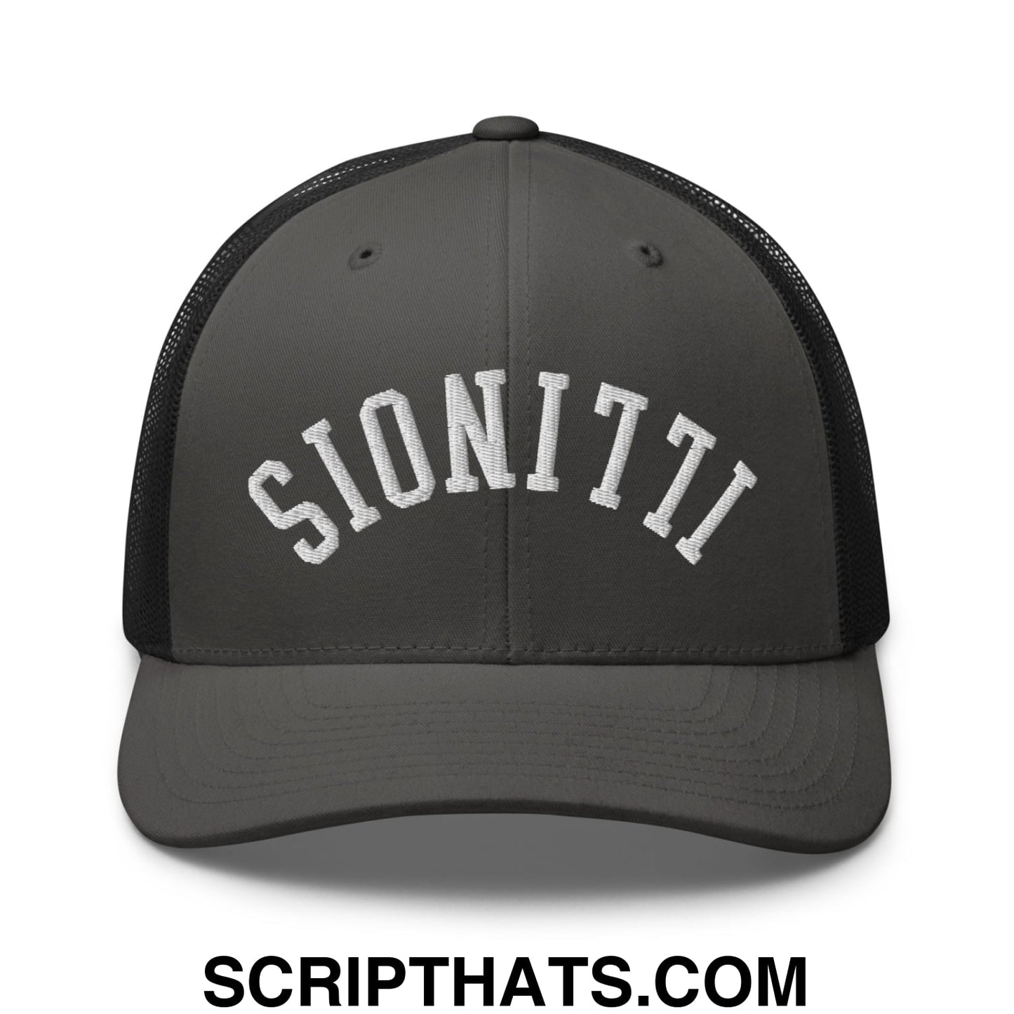 Upside Down Illinois Embroidered Mesh Trucker Hat Charcoal Black