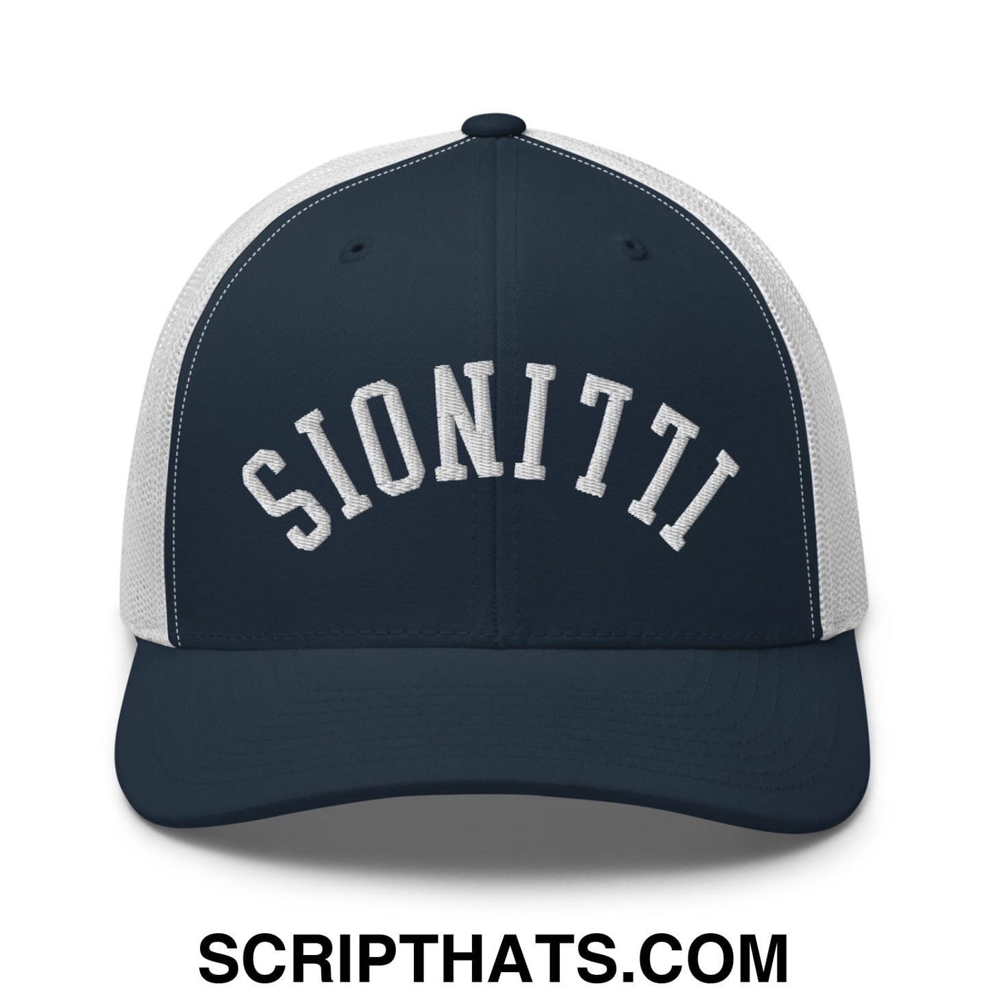 Upside Down Illinois Embroidered Mesh Trucker Hat Navy White