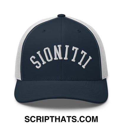 Upside Down Illinois Embroidered Mesh Trucker Hat Navy White