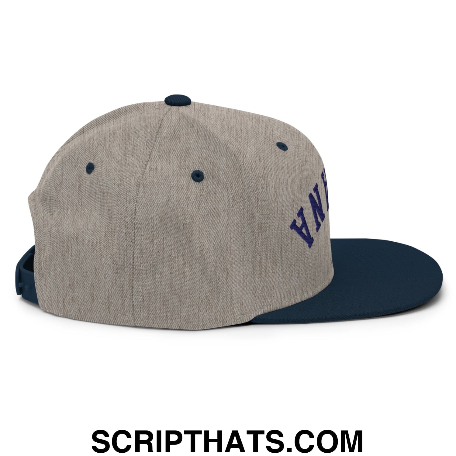 Upside Down Indiana Basketball Embroidered Flat Bill Brim Snapback Hat Heather Grey Navy