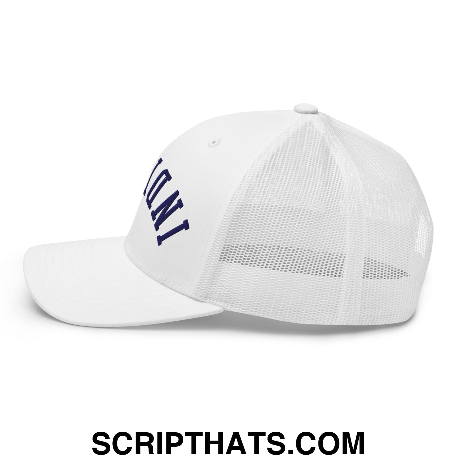 Upside Down Indiana Basketball Embroidered Mesh Trucker Hat White