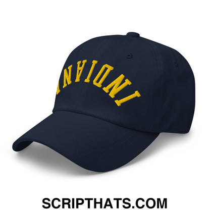 Upside Down Indiana Basketball Embroidered Unstructured Dad Hat Navy