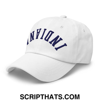 Upside Down Indiana Basketball Embroidered Unstructured Dad Hat White