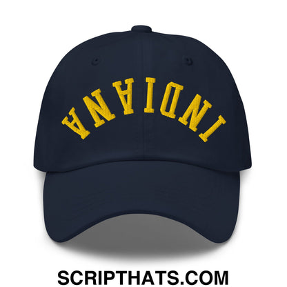 Upside Down Indiana Basketball Embroidered Unstructured Dad Hat Navy