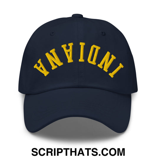 Upside Down Indiana Basketball Embroidered Unstructured Dad Hat Navy