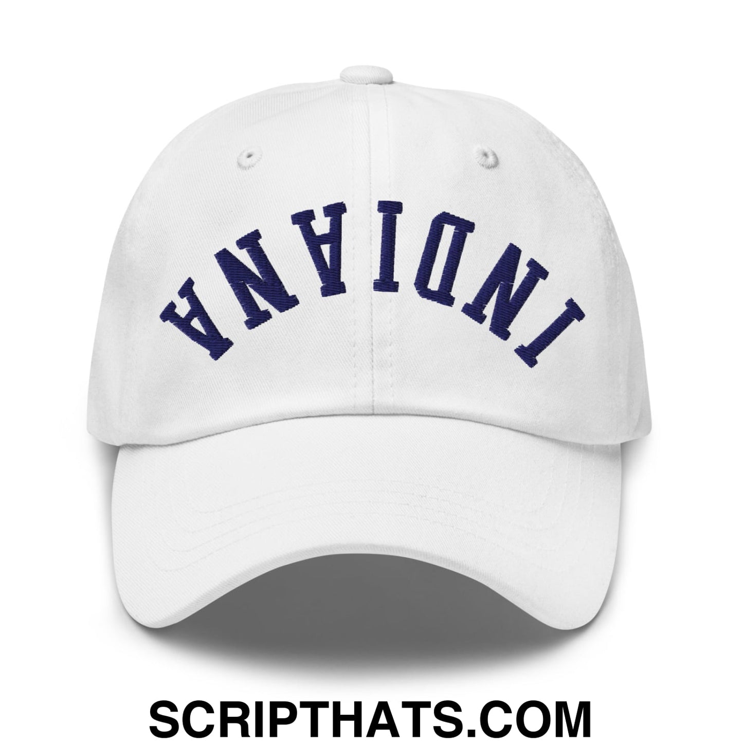 Upside Down Indiana Basketball Embroidered Unstructured Dad Hat White