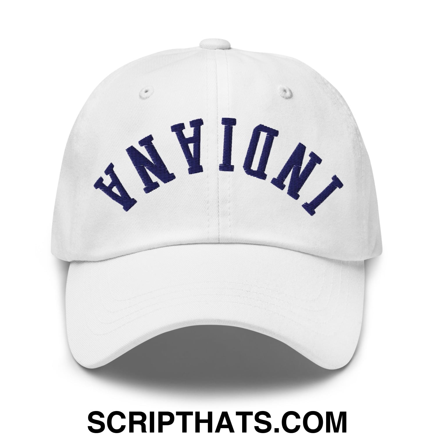 Upside Down Indiana Basketball Embroidered Unstructured Dad Hat White