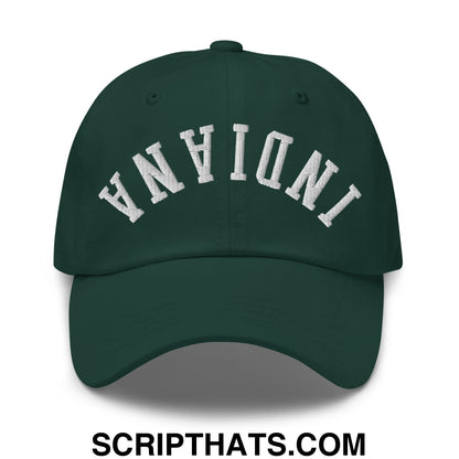 Upside Down Indiana Embroidered Unstructured Dad Hat Spruce