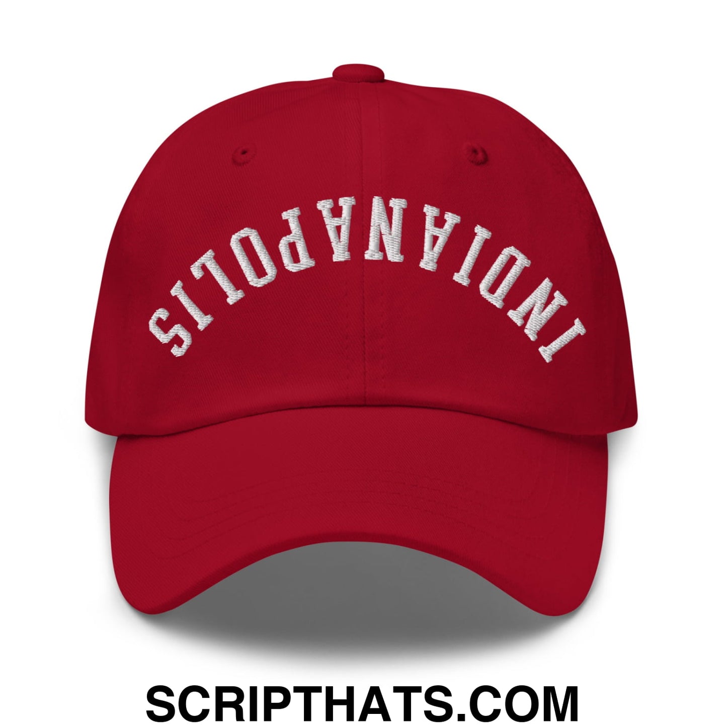 Upside Down Indianapolis Embroidered Unstructured Dad Hat Cranberry