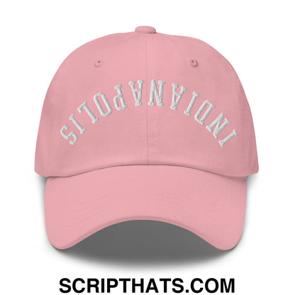 Upside Down Indianapolis Embroidered Unstructured Dad Hat Pink