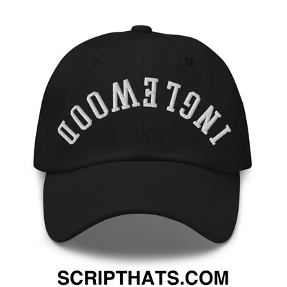 Upside Down Inglewood Embroidered Unstructured Dad Hat Black