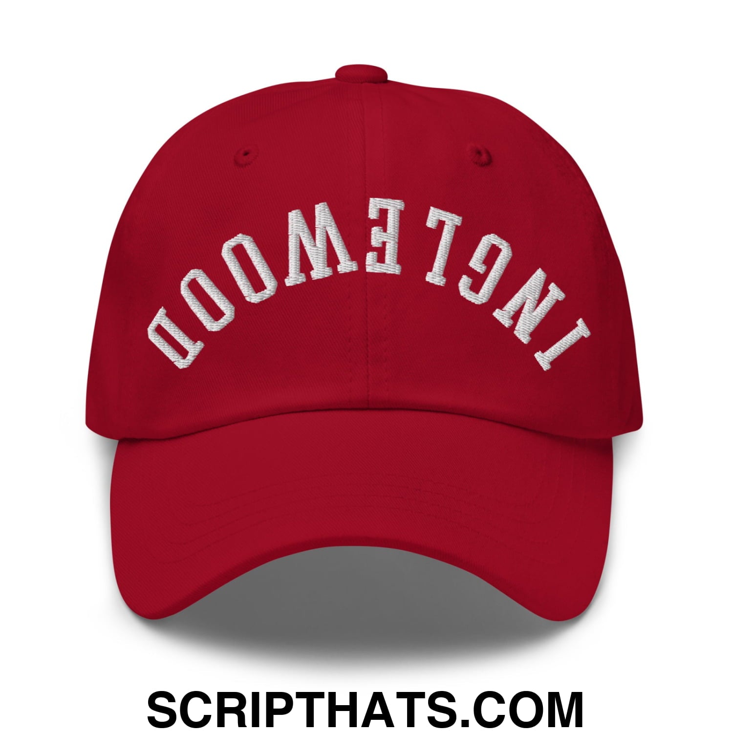 Upside Down Inglewood Embroidered Unstructured Dad Hat Cranberry