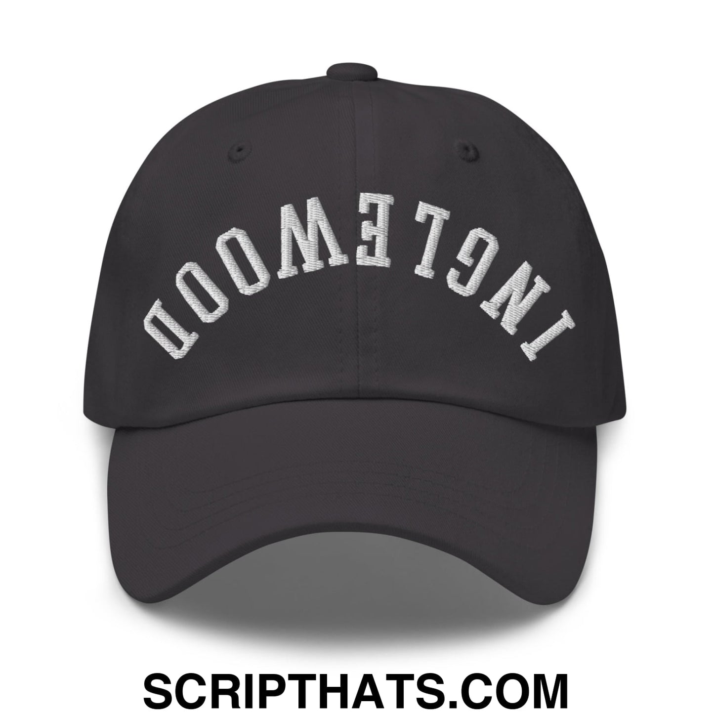 Upside Down Inglewood Embroidered Unstructured Dad Hat Dark Grey