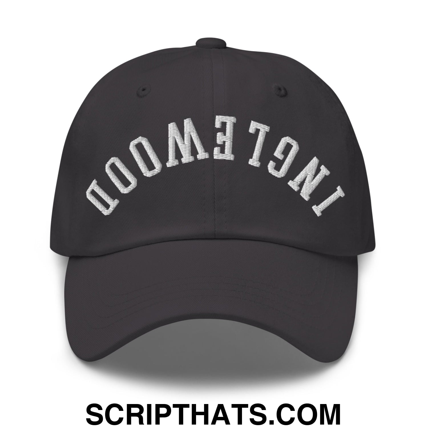 Upside Down Inglewood Embroidered Unstructured Dad Hat Dark Grey