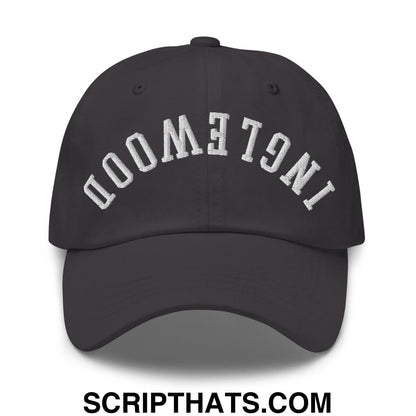 Upside Down Inglewood Embroidered Unstructured Dad Hat Dark Grey