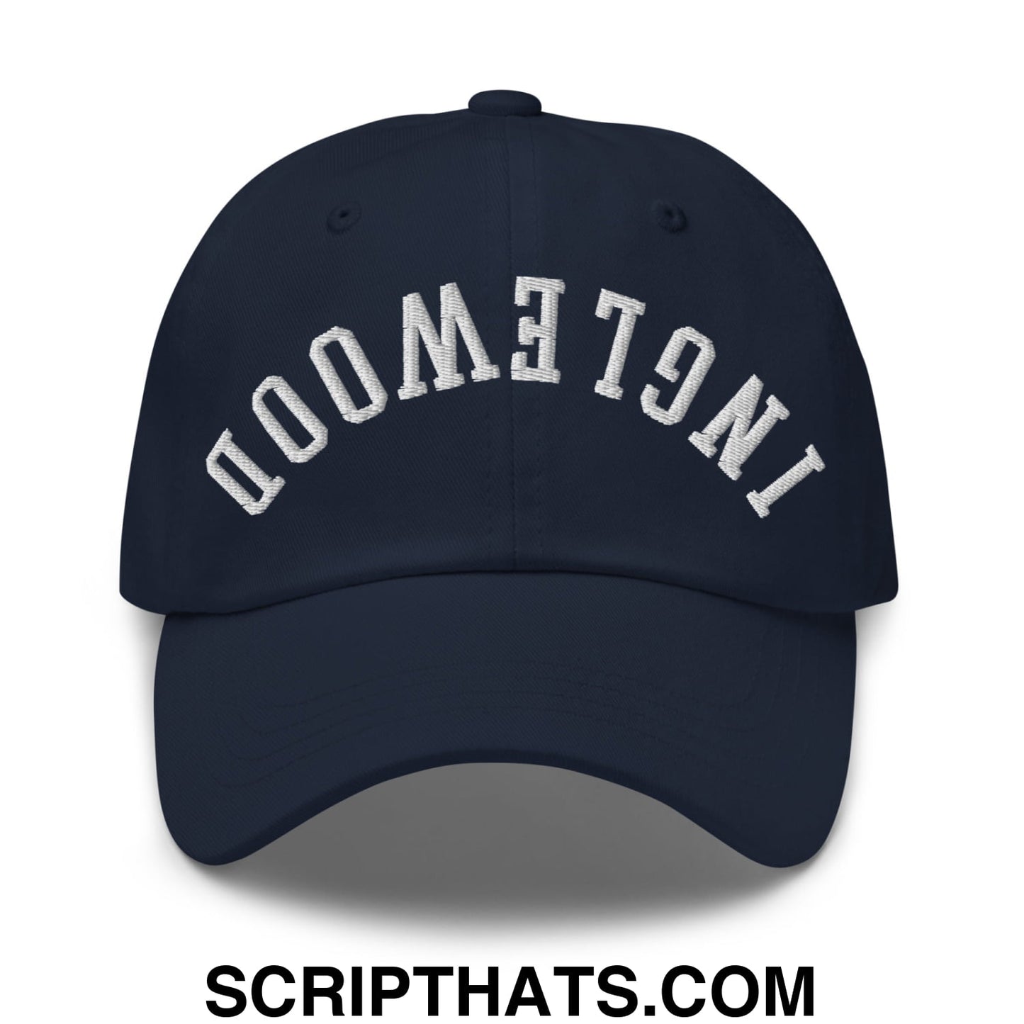 Upside Down Inglewood Embroidered Unstructured Dad Hat Navy