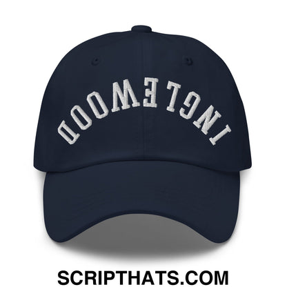 Upside Down Inglewood Embroidered Unstructured Dad Hat Navy