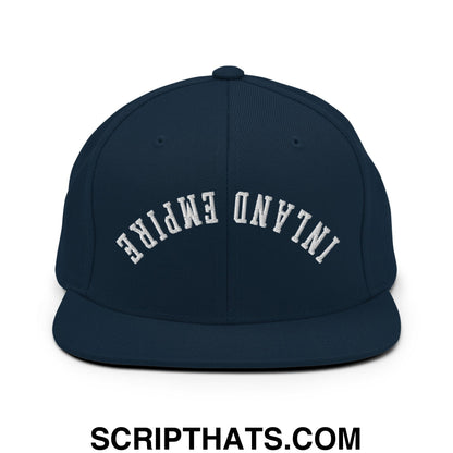 Upside Down Inland Empire Embroidered Flat Bill Brim Snapback Hat Dark Navy