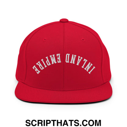 Upside Down Inland Empire Embroidered Flat Bill Brim Snapback Hat Red