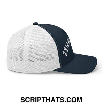 Upside Down Inland Empire Embroidered Mesh Trucker Hat Navy White
