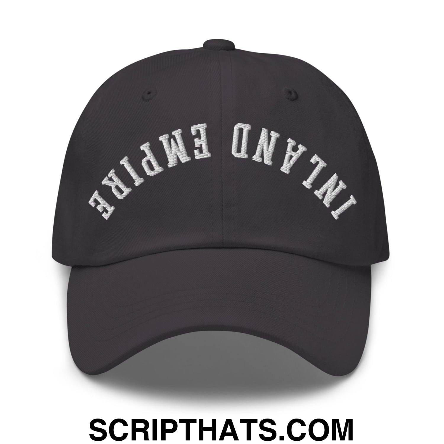 Upside Down Inland Empire Embroidered Unstructured Dad Hat Dark Grey