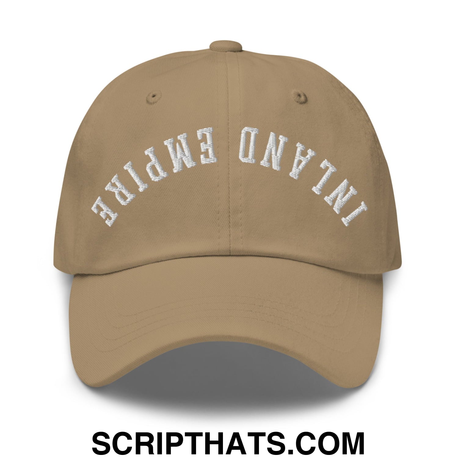 Upside Down Inland Empire Embroidered Unstructured Dad Hat Khaki