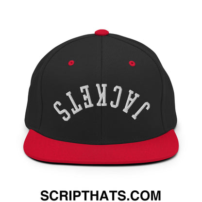 Upside Down Jackets Embroidered Flat Bill Brim Snapback Hat Black Red
