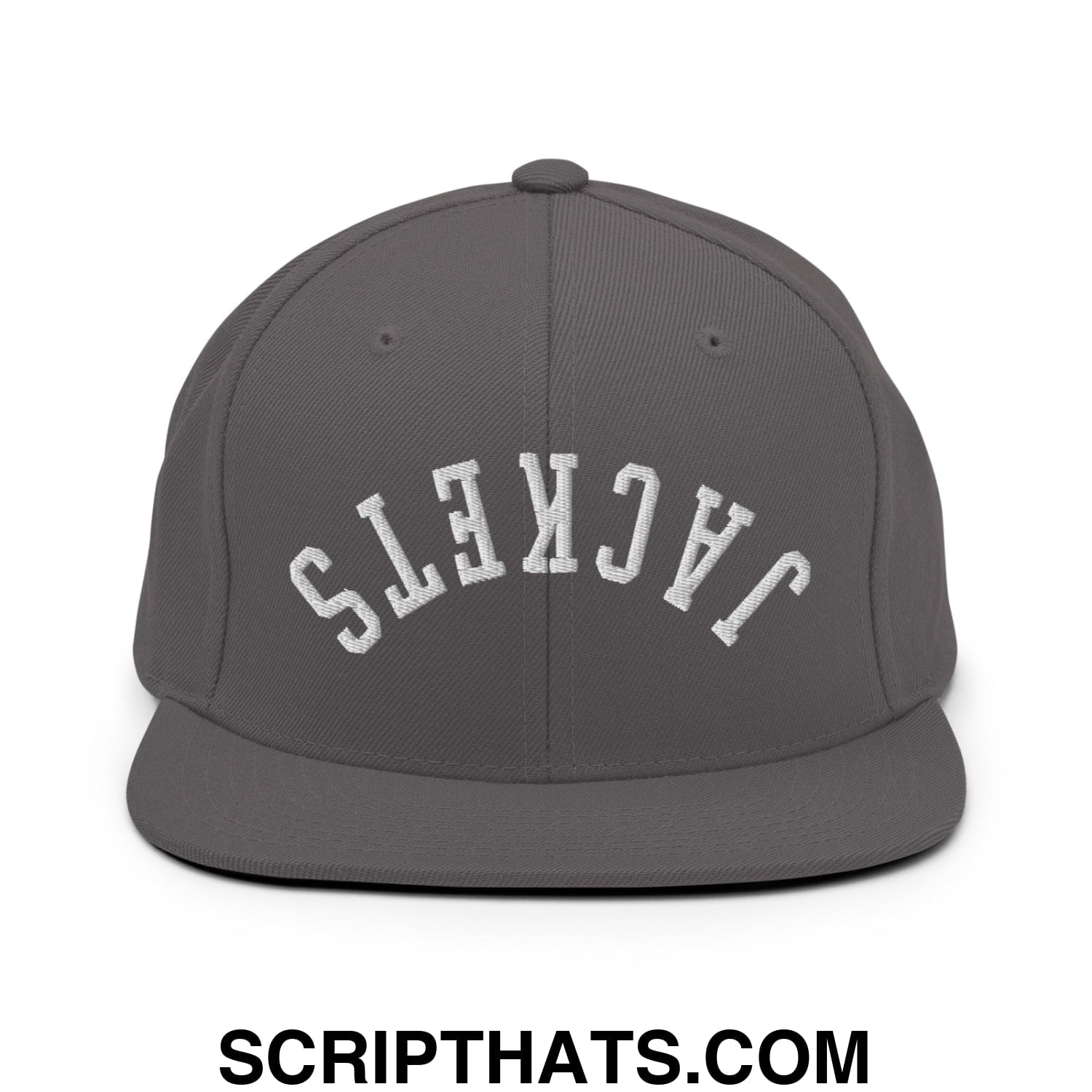 Upside Down Jackets Embroidered Flat Bill Brim Snapback Hat Dark Grey
