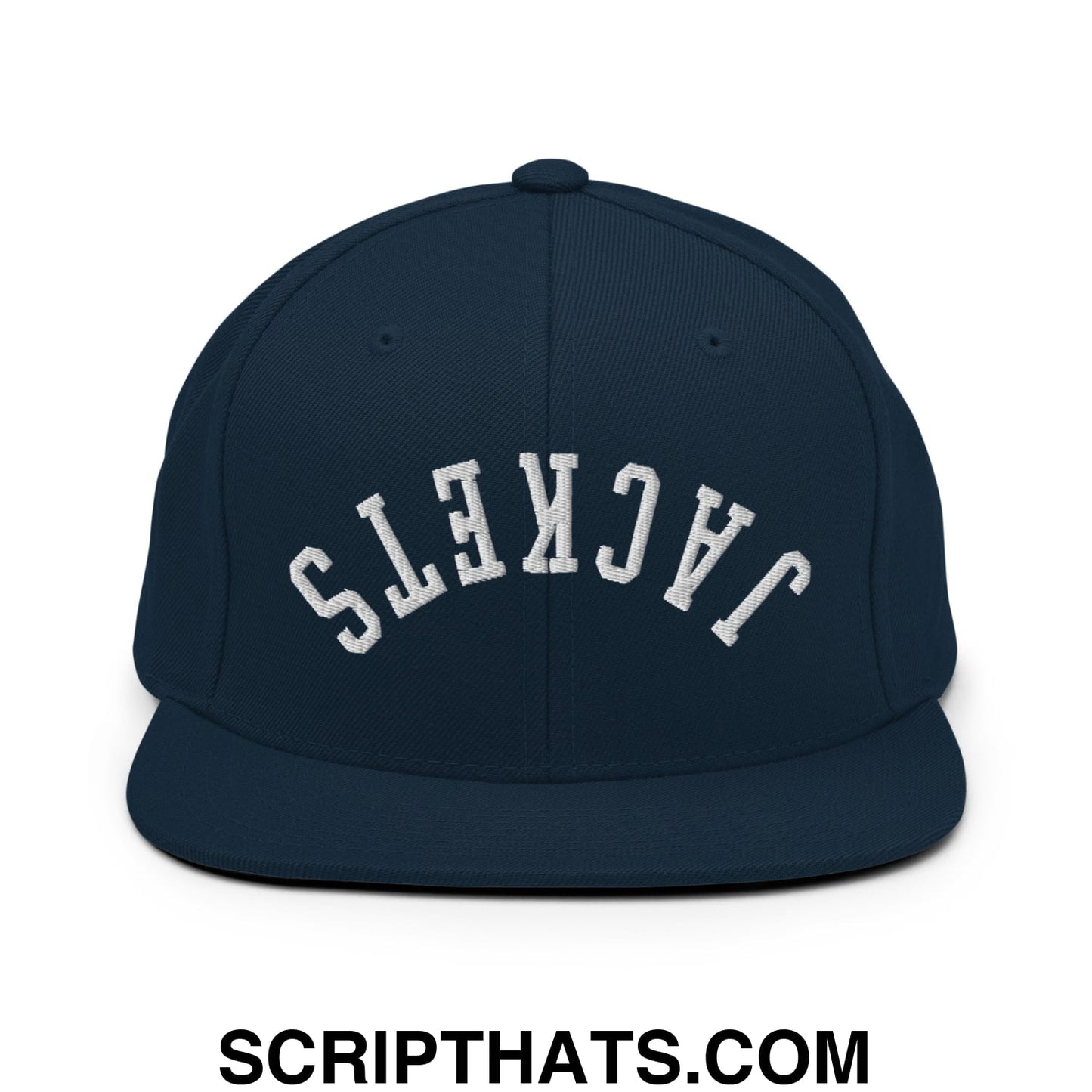 Upside Down Jackets Embroidered Flat Bill Brim Snapback Hat Dark Navy