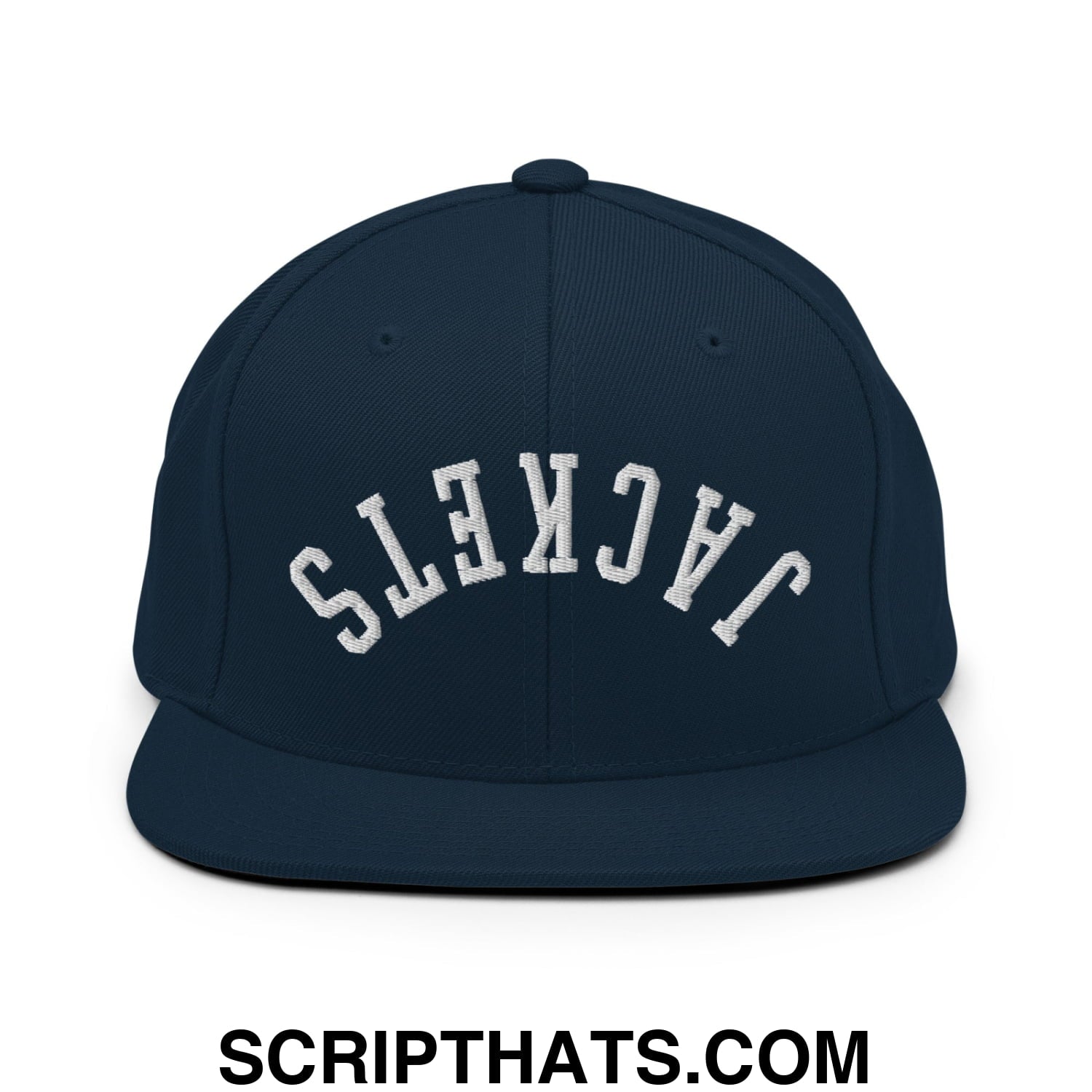 Upside Down Jackets Embroidered Flat Bill Brim Snapback Hat Dark Navy