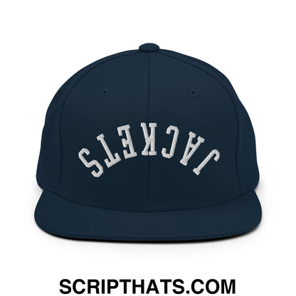 Upside Down Jackets Embroidered Flat Bill Brim Snapback Hat Dark Navy