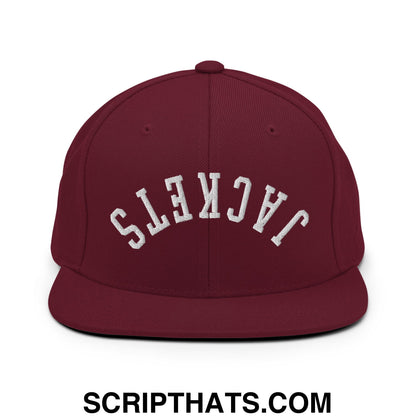 Upside Down Jackets Embroidered Flat Bill Brim Snapback Hat Maroon