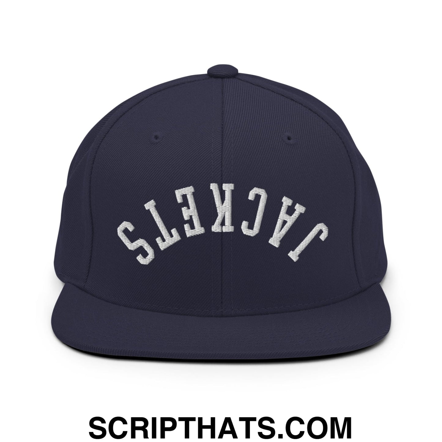 Upside Down Jackets Embroidered Flat Bill Brim Snapback Hat Navy