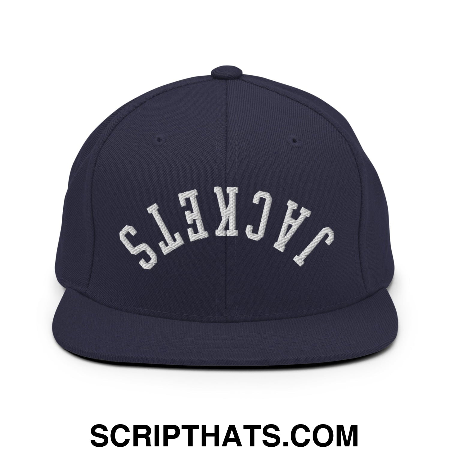 Upside Down Jackets Embroidered Flat Bill Brim Snapback Hat Navy
