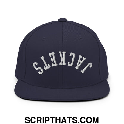 Upside Down Jackets Embroidered Flat Bill Brim Snapback Hat Navy
