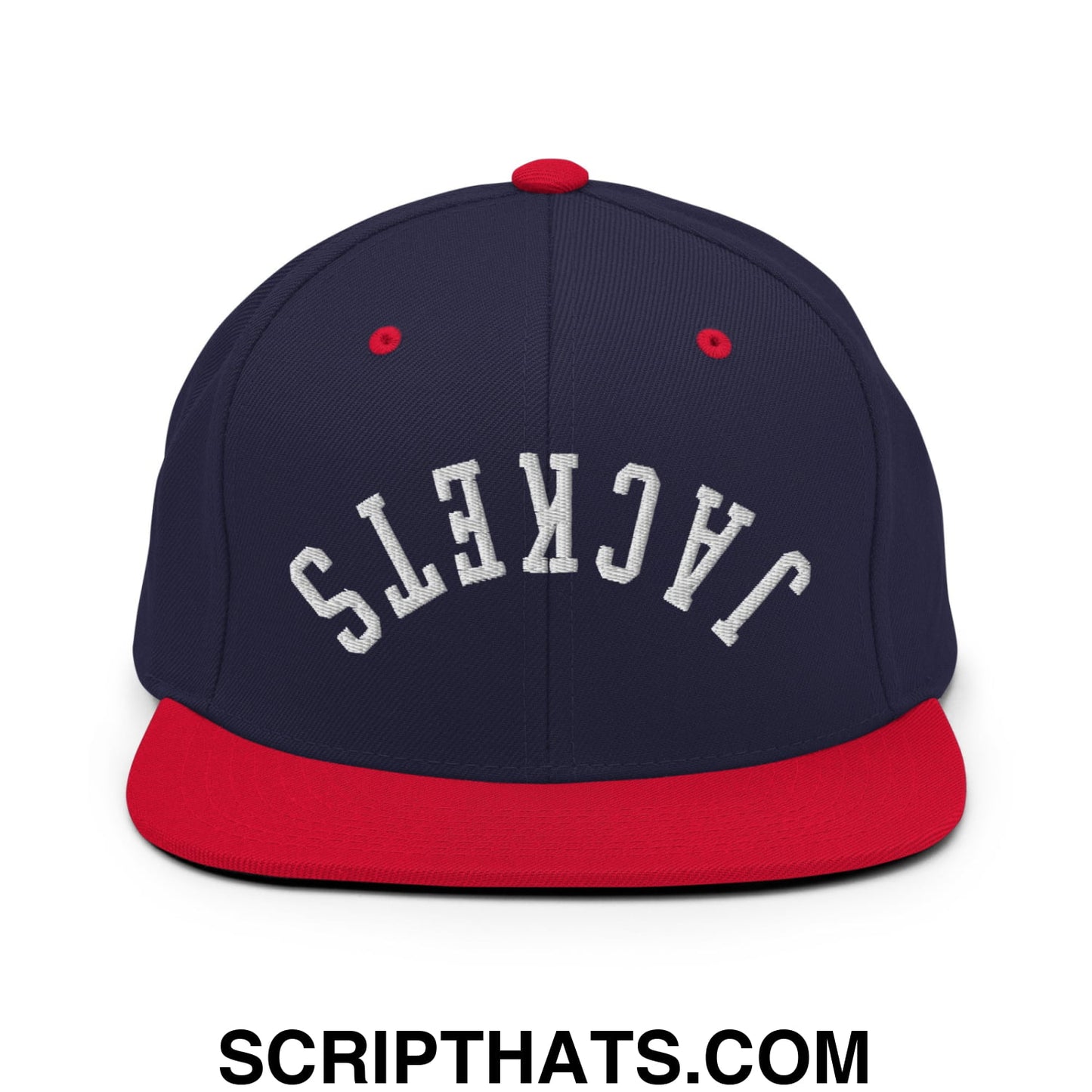 Upside Down Jackets Embroidered Flat Bill Brim Snapback Hat Navy Red