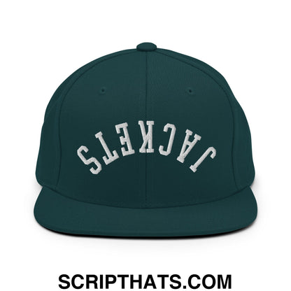 Upside Down Jackets Embroidered Flat Bill Brim Snapback Hat Spruce