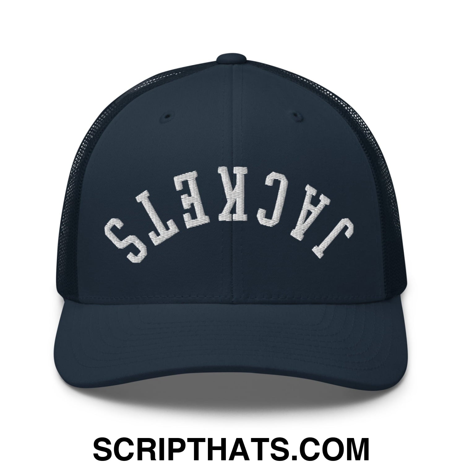 Upside Down Jackets Embroidered Mesh Trucker Hat Navy